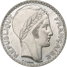 França, 20 Francs, Turin, 1937, Paris, Prata, AU(50-53), Gadoury:852, KM:879