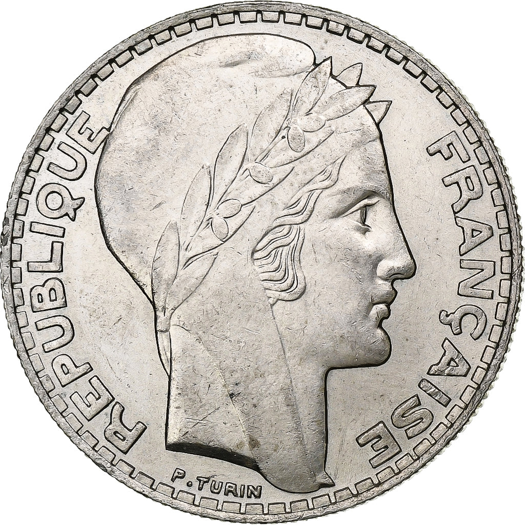 Francia, 20 Francs, Turin, 1933, Paris, Rameaux courts, Argento, BB+