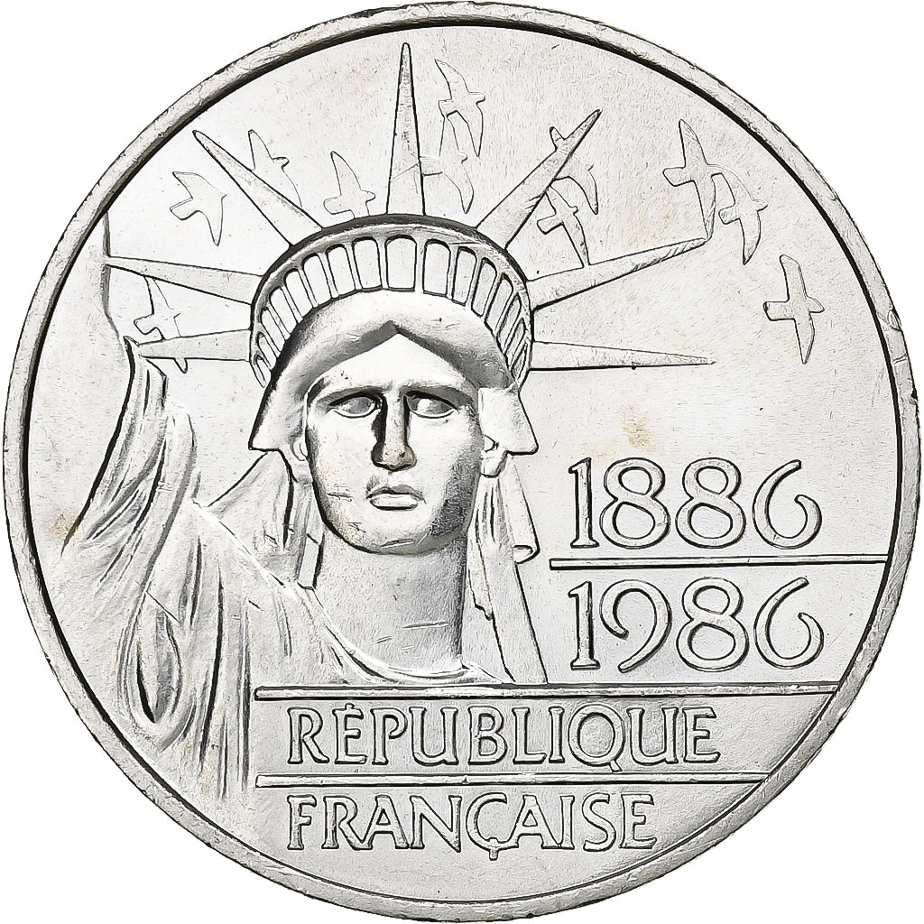 France, 100 Francs, Statue de la Liberté, 1986, Silver, MS(60-62), Gadoury:901