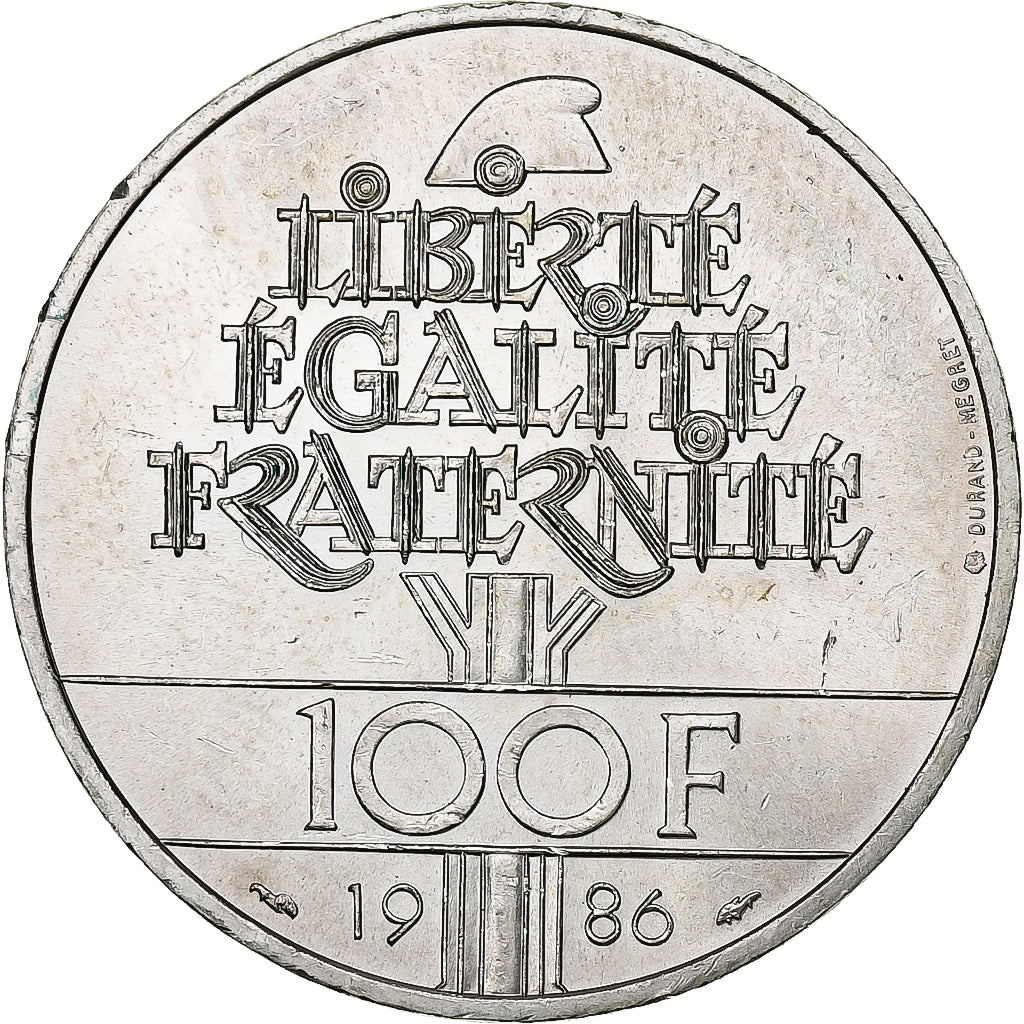 France, 100 Francs, Statue de la Liberté, 1986, Silver, MS(60-62), Gadoury:901