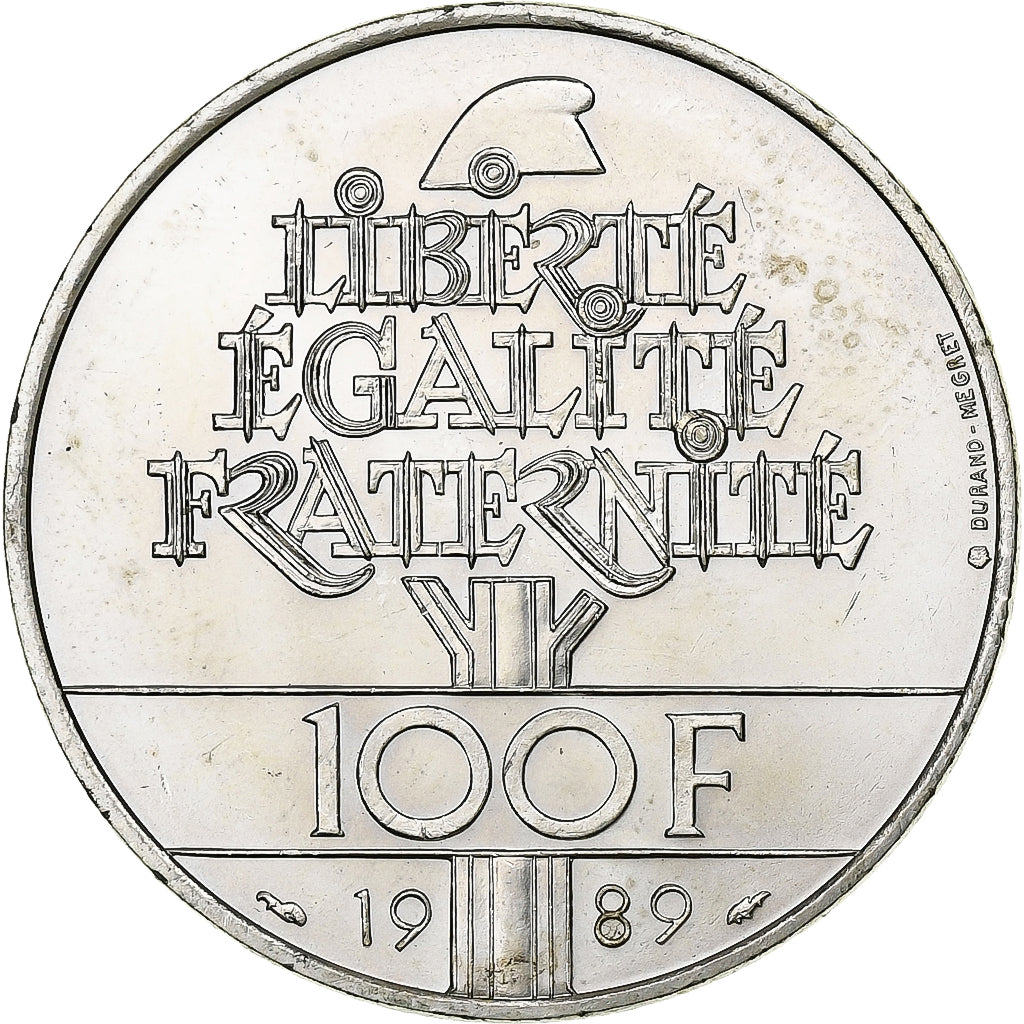 Frankrijk, 100 Francs, Droits de l'Homme, 1989, Génie, Zilver, UNC-