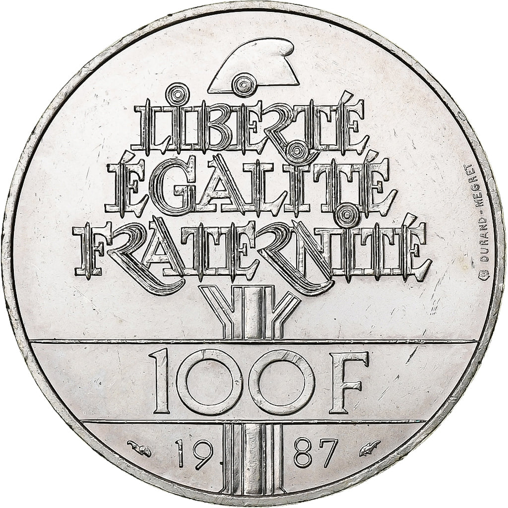 France, 100 Francs, Lafayette, 1987, Silver, AU(50-53), Gadoury:902, KM:962