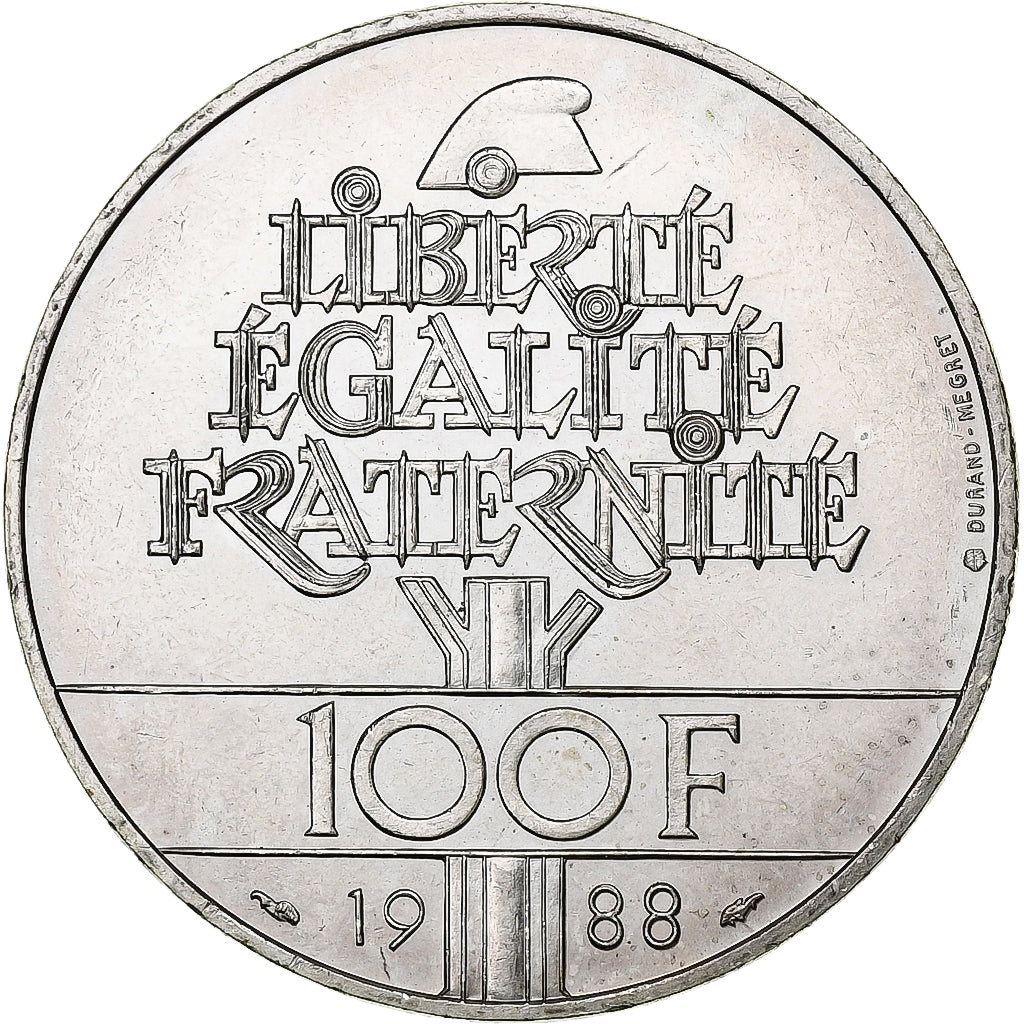 France, 100 Francs, Fraternité, 1988, Silver, AU(55-58), Gadoury:903, KM:966