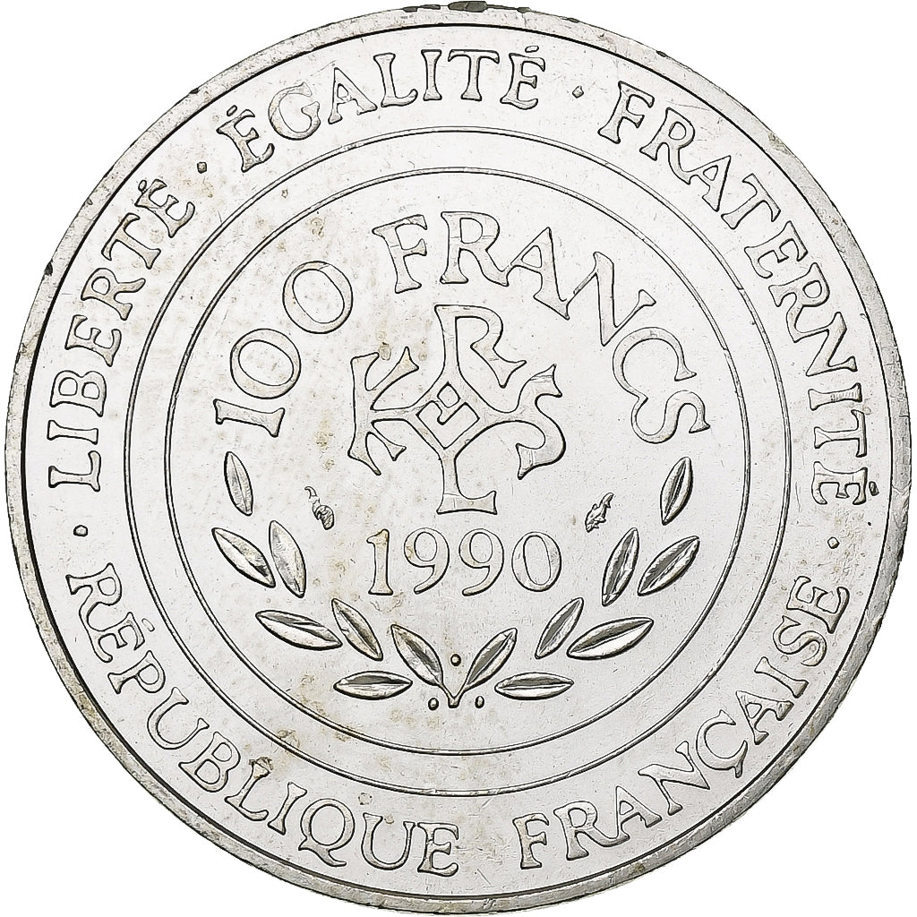 France, 100 Francs, Charlemagne, 1990, Paris, Silver, MS(60-62), Gadoury:905