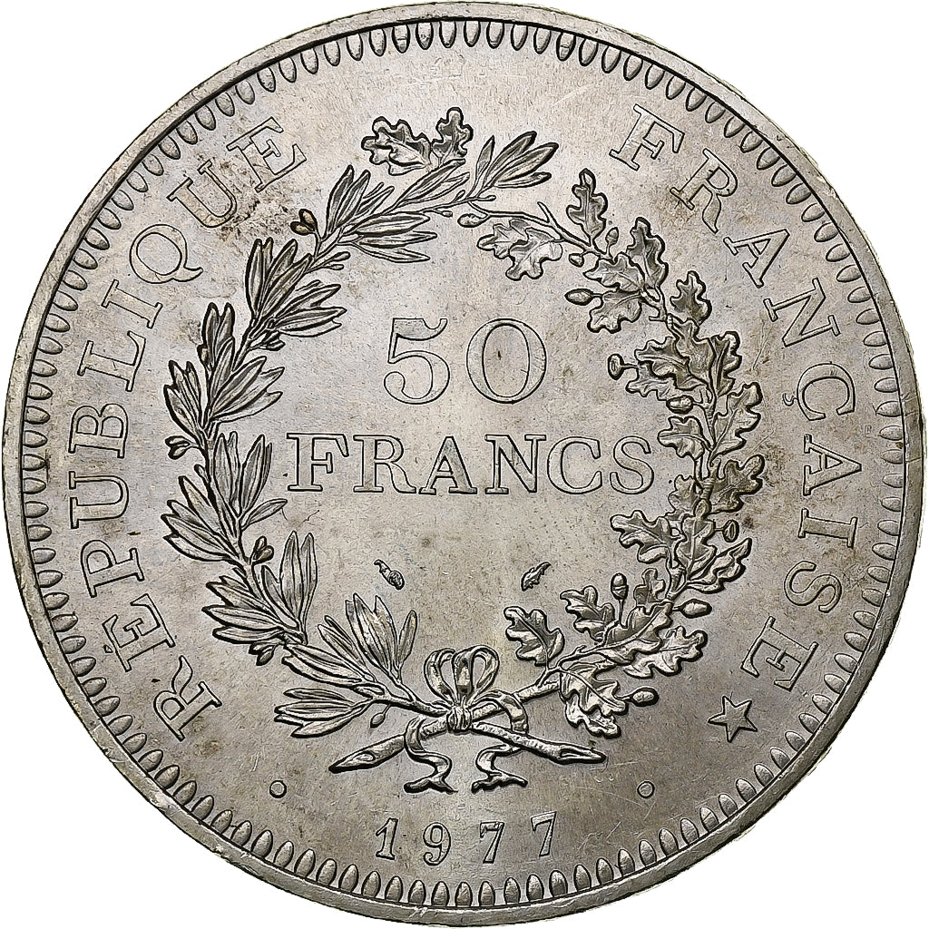France, 50 Francs, Hercule, 1977, Paris, Silver, MS(60-62), Gadoury:882, Le
