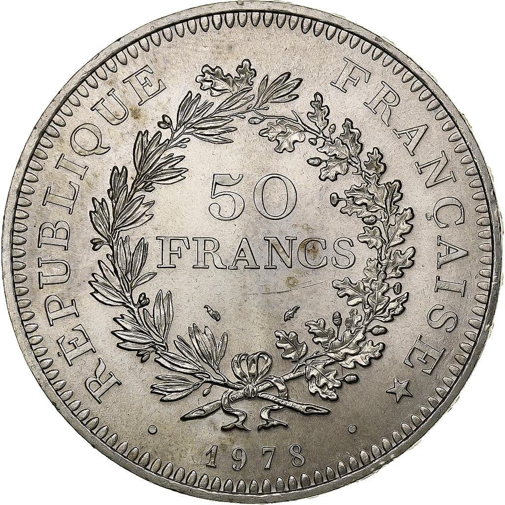 France, 50 Francs, Hercule, 1978, Paris, Silver, MS(60-62), Gadoury:882