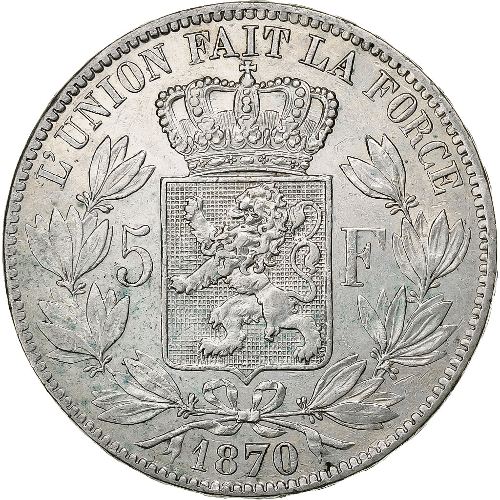Belgium, Leopold II, 5 Francs, 5 Frank, 1870, Silver, EF(40-45), KM:24