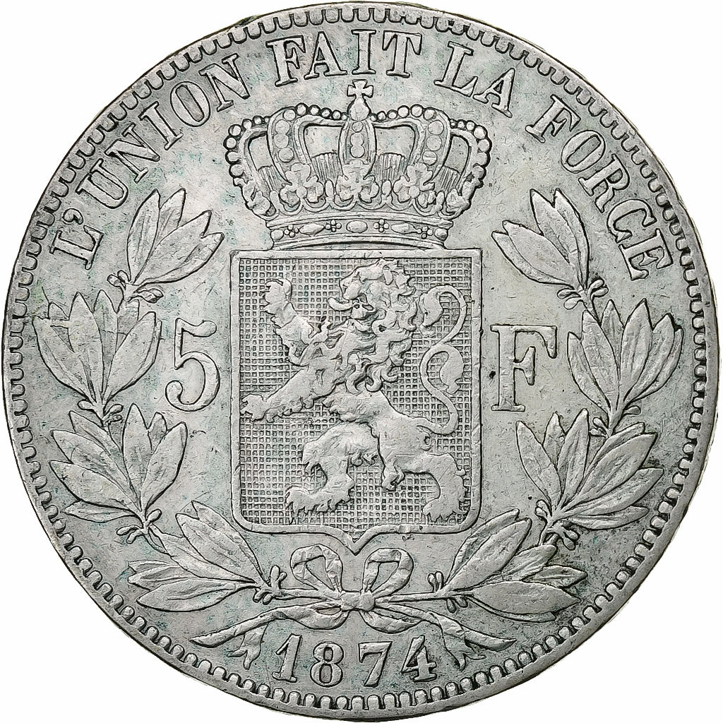 Belgium, Leopold II, 5 Francs, 5 Frank, 1874, Silver, VF(30-35), KM:24