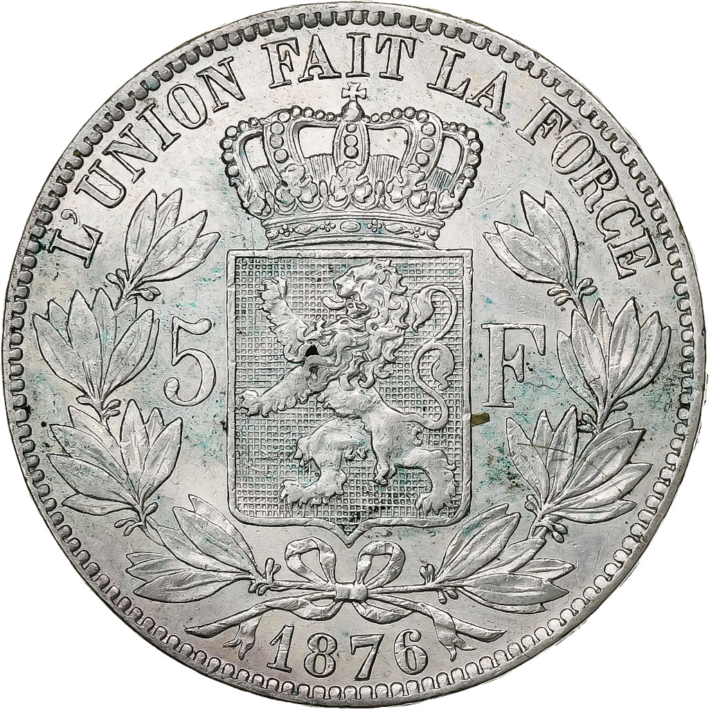 Belgium, Leopold II, 5 Francs, 5 Frank, 1876, Silver, EF(40-45), KM:24