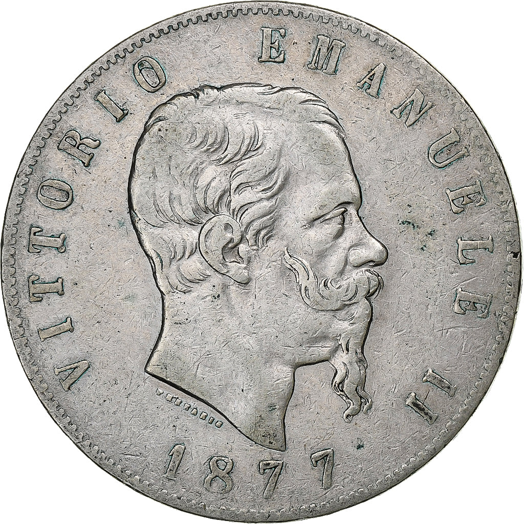 Italien, Vittorio Emanuele II, 5 Lire, 1877, Rome, Silber, S, KM:8.4