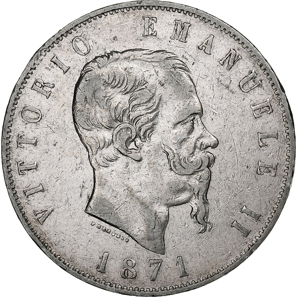 Italien, Vittorio Emanuele II, 5 Lire, 1871, Milan, Silber, S+, KM:8.3