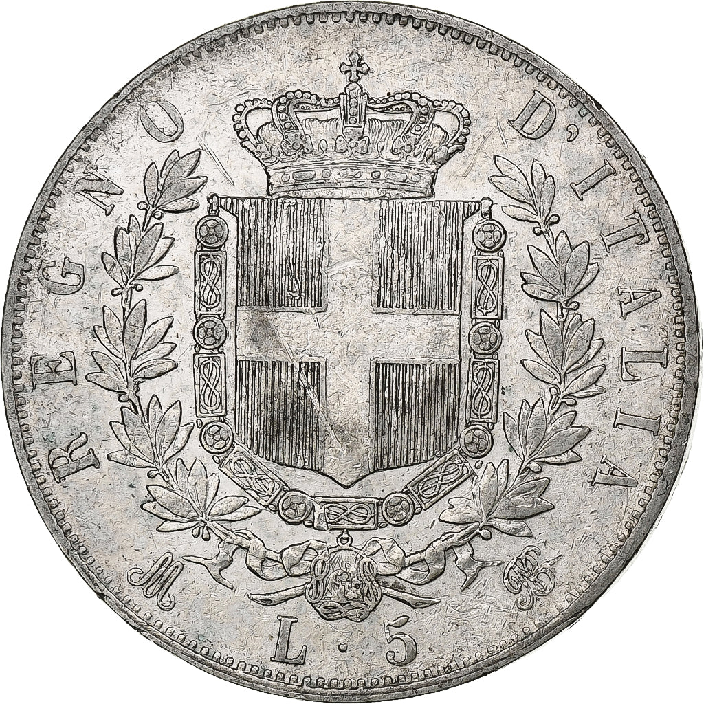 Italy, Vittorio Emanuele II, 5 Lire, 1875, Milan, Silver, VF(30-35), KM:8.3