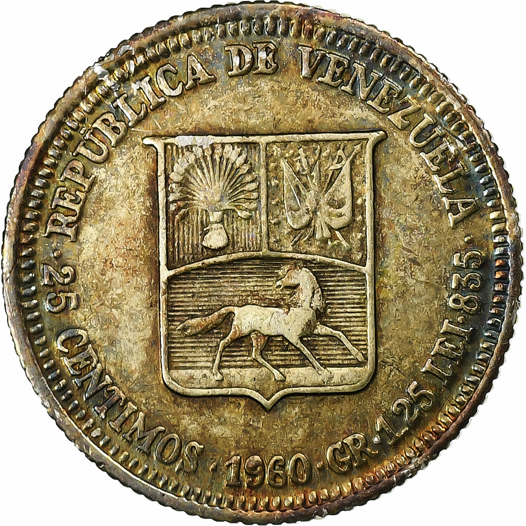 Venezuela, Bolivar, 1960, Plata, MBC+, KM:37a