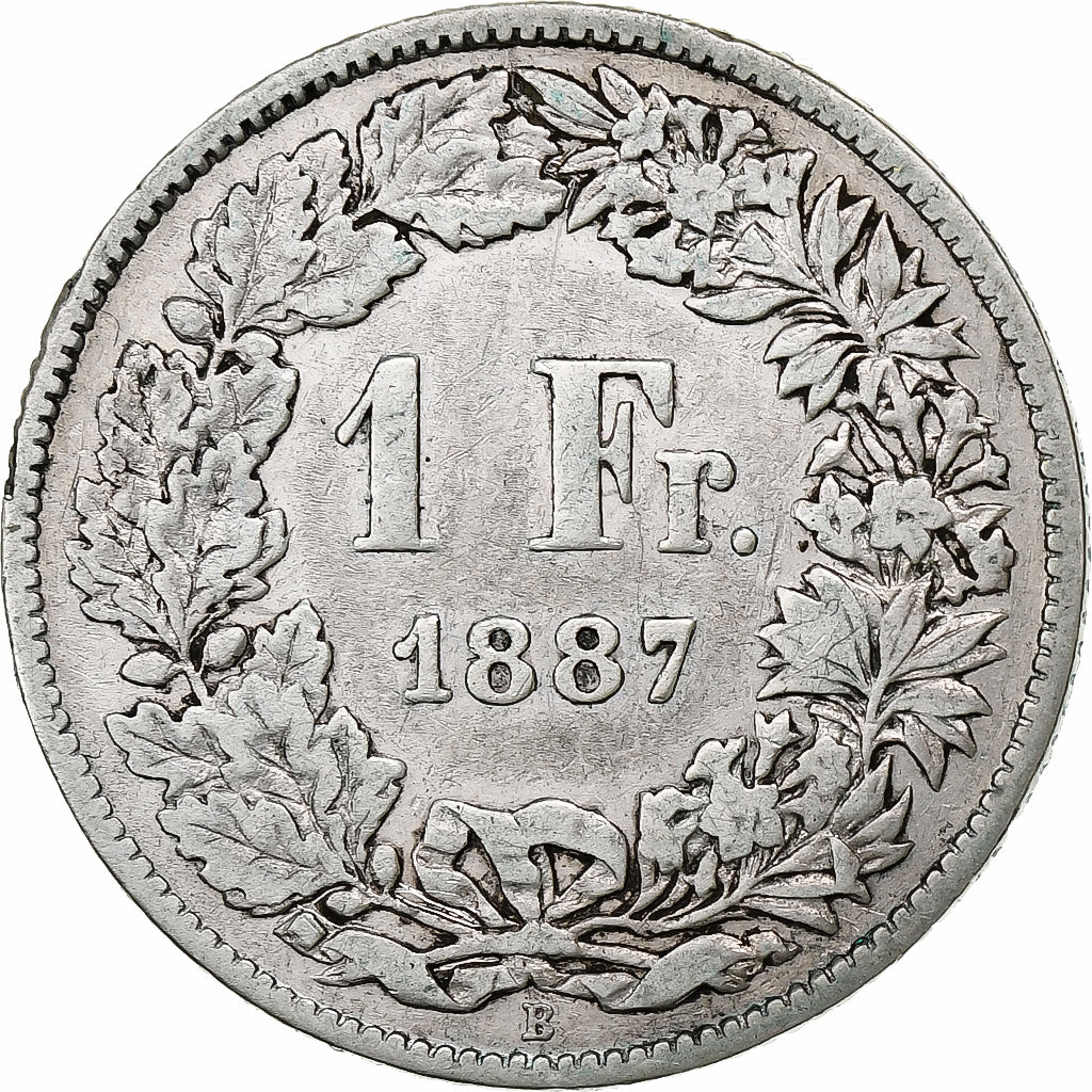 Switzerland, Franc, 1887, Berne, Silver, VF(20-25), KM:24