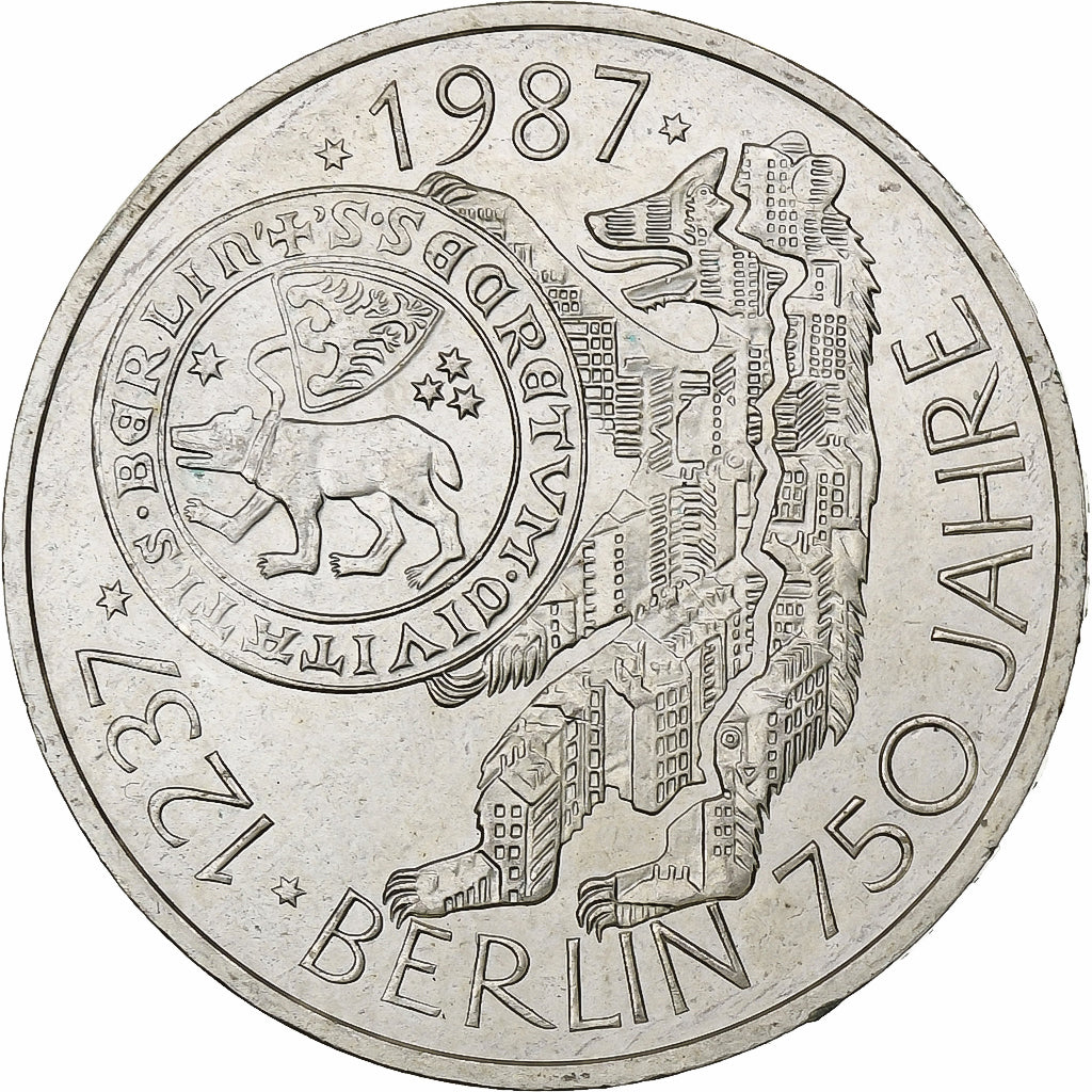 GERMANY - FEDERAL REPUBLIC, 10 Mark, 1987, Hamburg, Silver, AU(55-58), KM:166