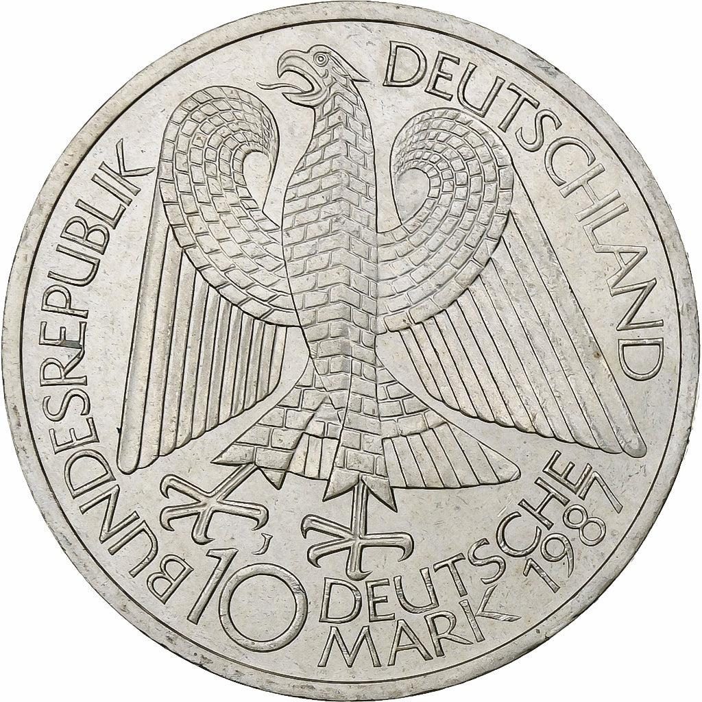 GERMANY - FEDERAL REPUBLIC, 10 Mark, 1987, Hamburg, Silver, AU(55-58), KM:166
