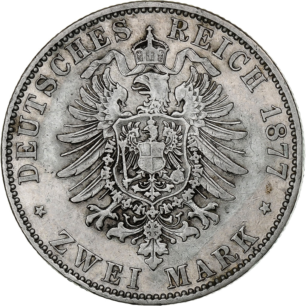 German States, PRUSSIA, Wilhelm I, 2 Mark, 1877, Berlin, Silver, VF(20-25)