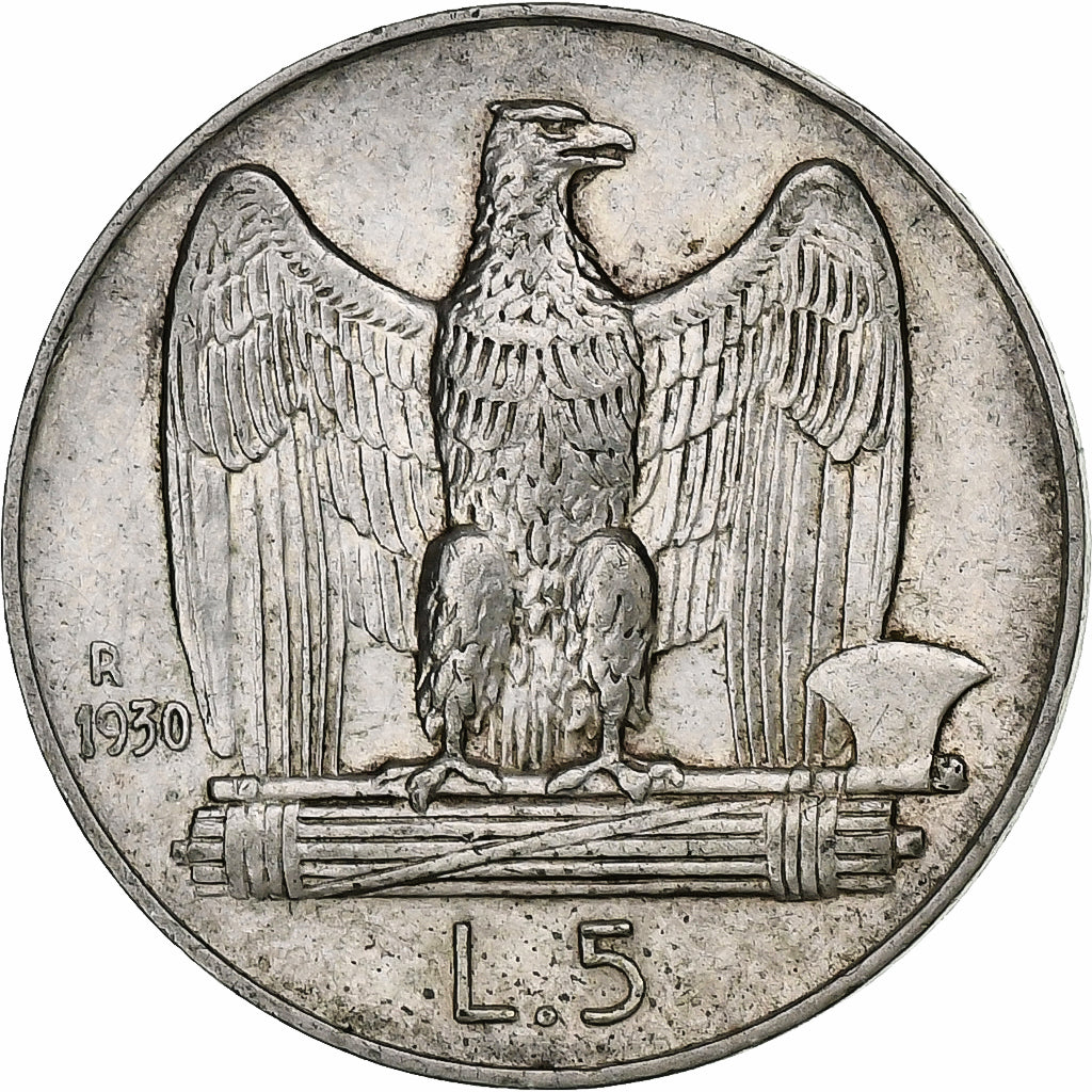 Italy, Vittorio Emanuele III, 5 Lire, 1930, Rome, Silver, AU(50-53), KM:67.1