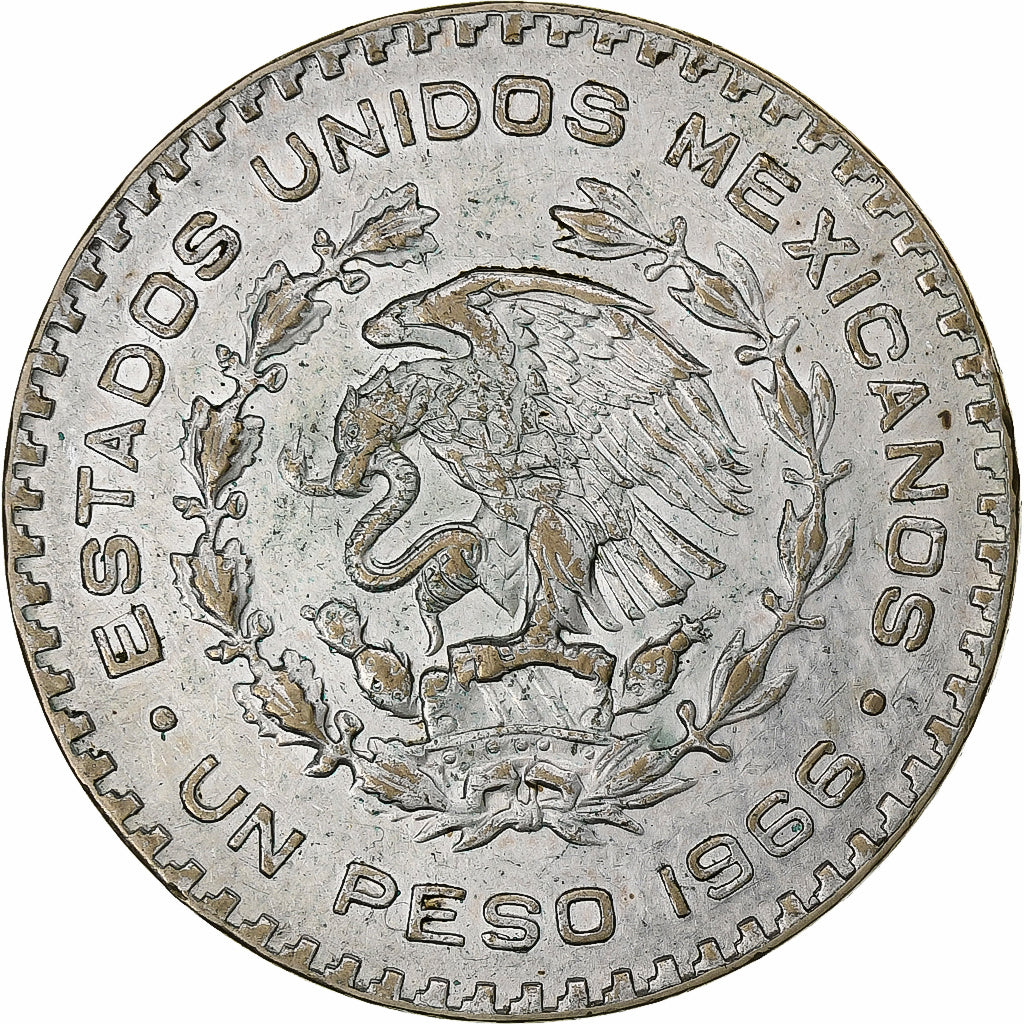 Mexico, Peso, 1966, Mexico City, Silver, AU(50-53), KM:459