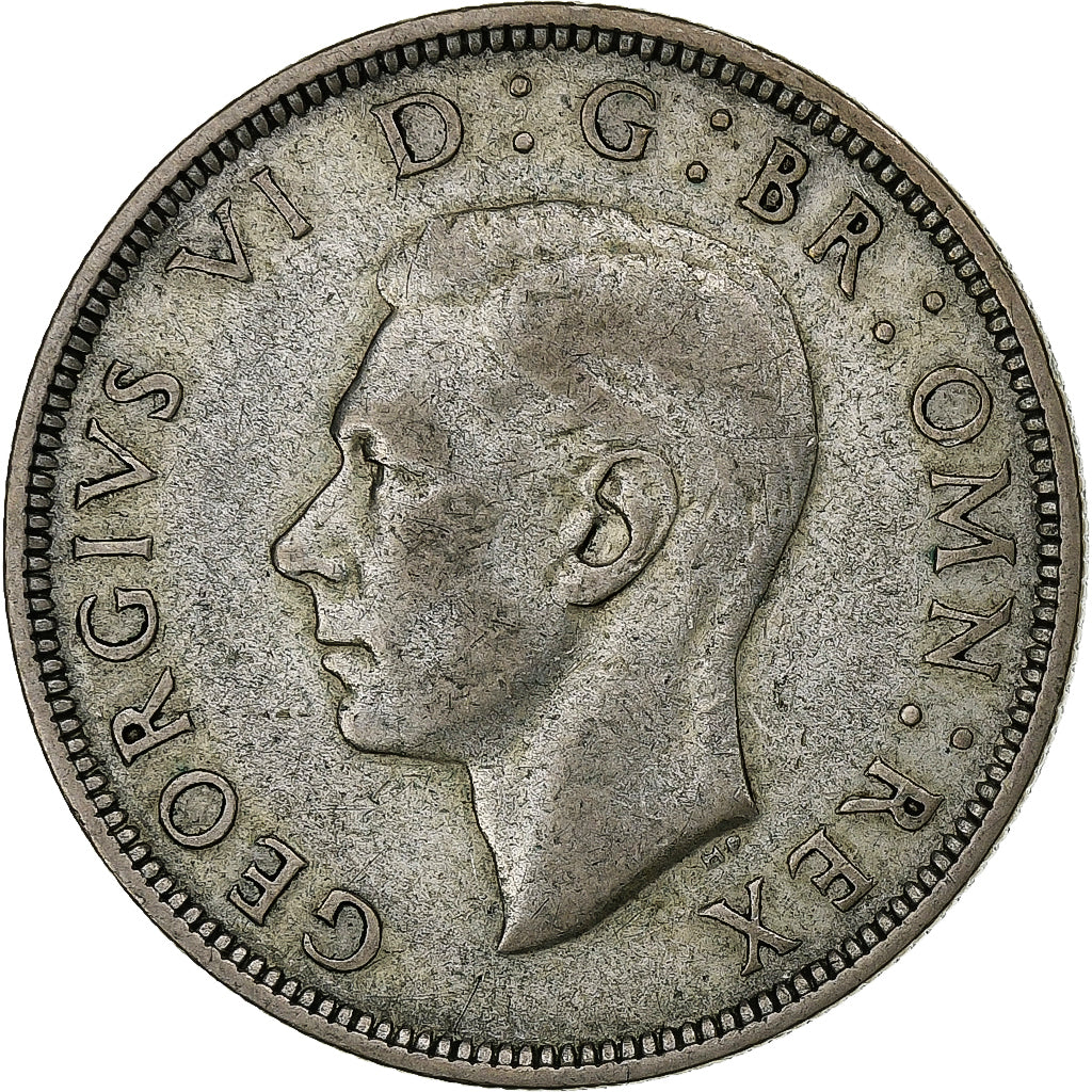 Grã-Bretanha, George VI, 1/2 Crown, 1939, Prata, VF(30-35), KM:856
