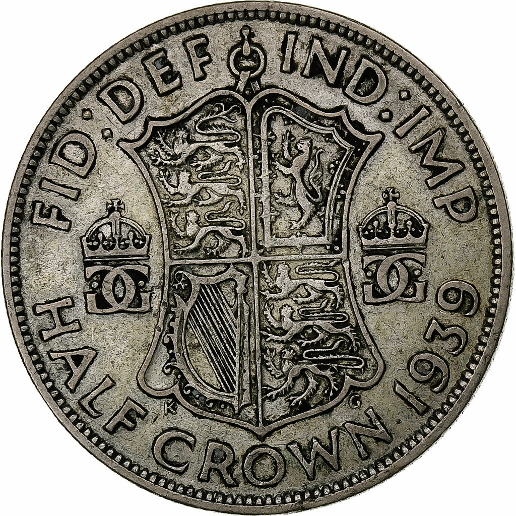 Grã-Bretanha, George VI, 1/2 Crown, 1939, Prata, VF(30-35), KM:856