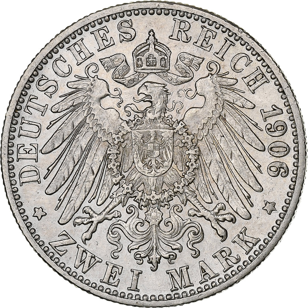 Stati tedeschi, WURTTEMBERG, Wilhelm II, 2 Mark, 1906, Freudenstadt, Argento