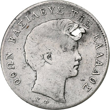 Grèce, Othon, 1/4 Drachma, 1834, Paris, Argent, B+, KM:18