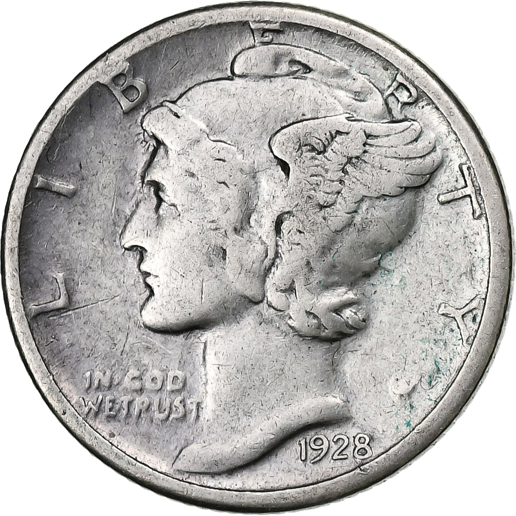 United States, Dime, Mercury Dime, 1928, San Francisco, Silver, VF(30-35)