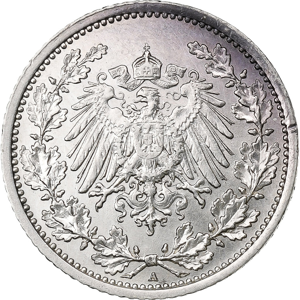 ALEMANIA - IMPERIO, 1/2 Mark, 1906, Berlin, Plata, MBC, KM:17
