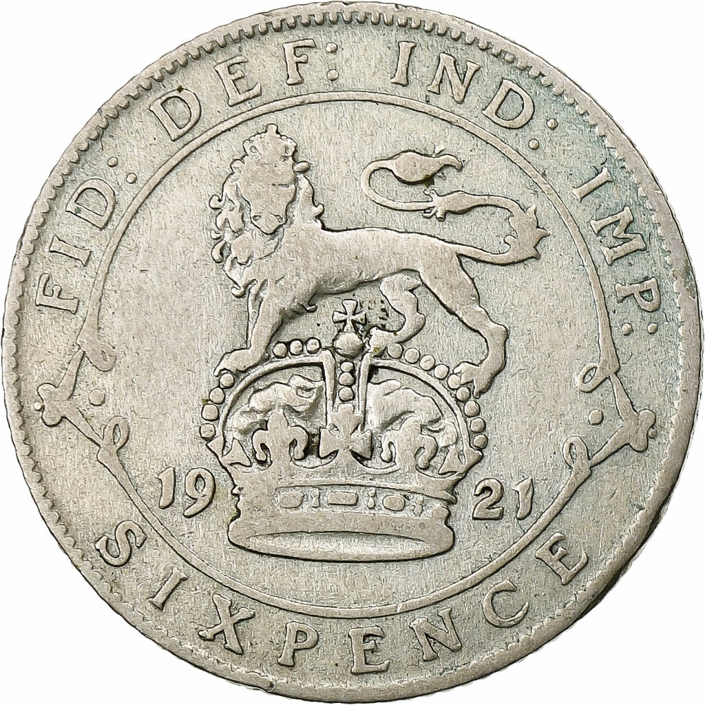 Great Britain, George V, 6 Pence, 1921, Silver, VF(20-25), KM:815a.1
