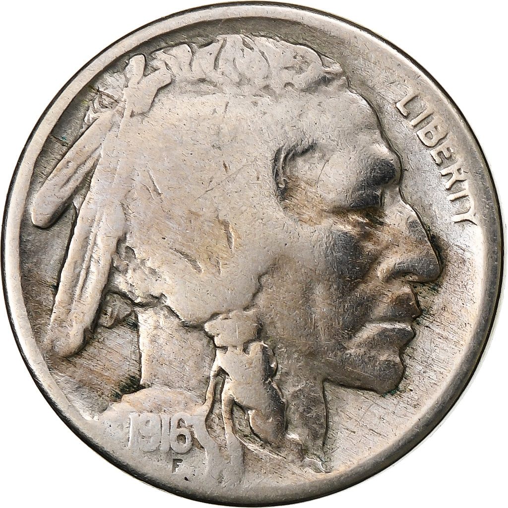 United States, Buffalo Nickel, 5 Cents, 1916, U.S. Mint, Philadelphia