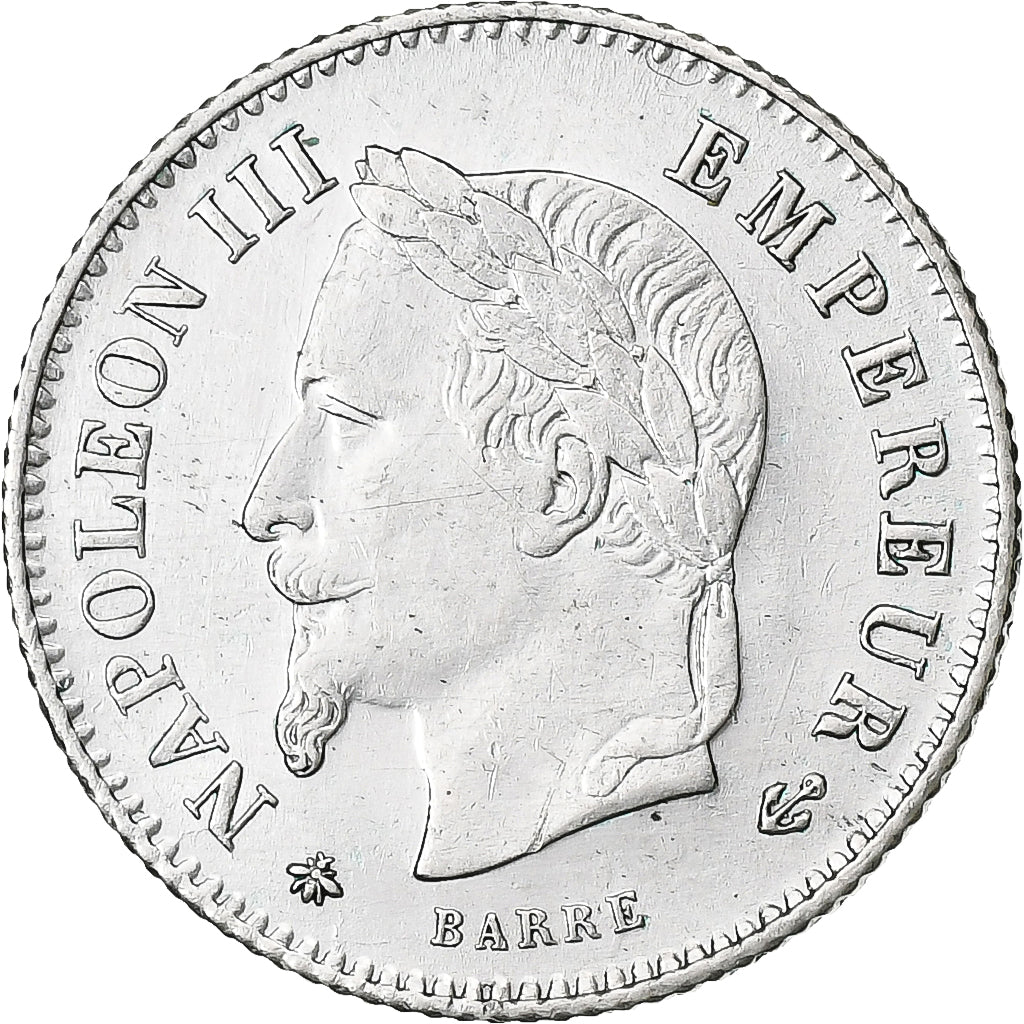 Francja, Napoleon III, 20 Centimes, Napoléon III, 1867, Paris, Srebro