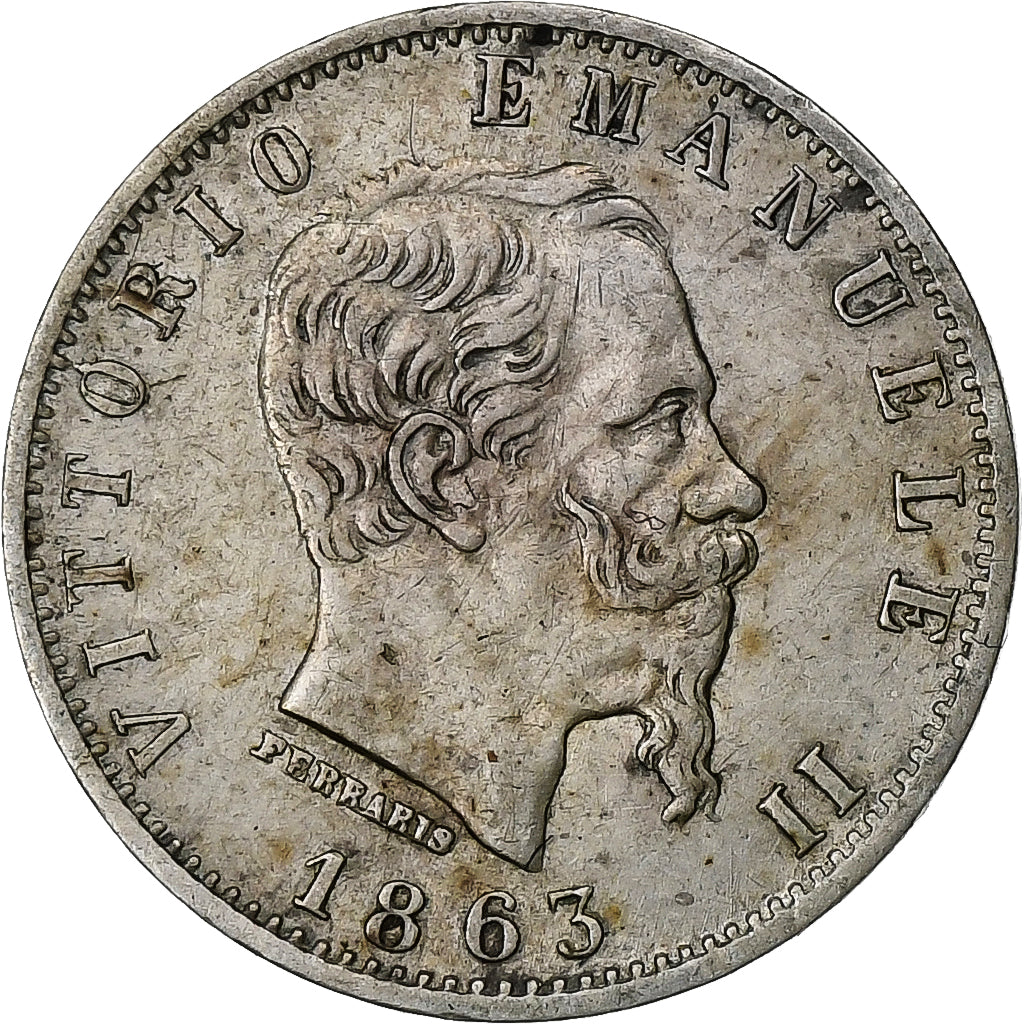 Italy, Vittorio Emanuele II, 20 Centesimi, 1863, Milan, Silver, EF(40-45)