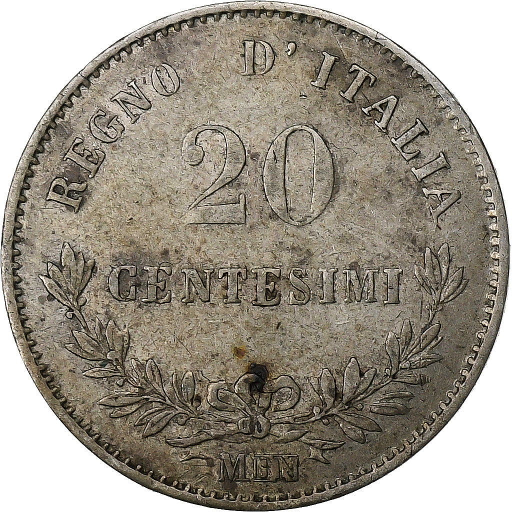 Italy, Vittorio Emanuele II, 20 Centesimi, 1863, Milan, Silver, EF(40-45)