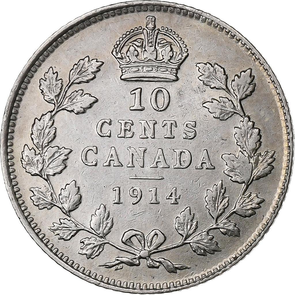 Canada, George V, 10 Cents, 1914, Royal Canadian Mint, Argent, TTB+, KM:23