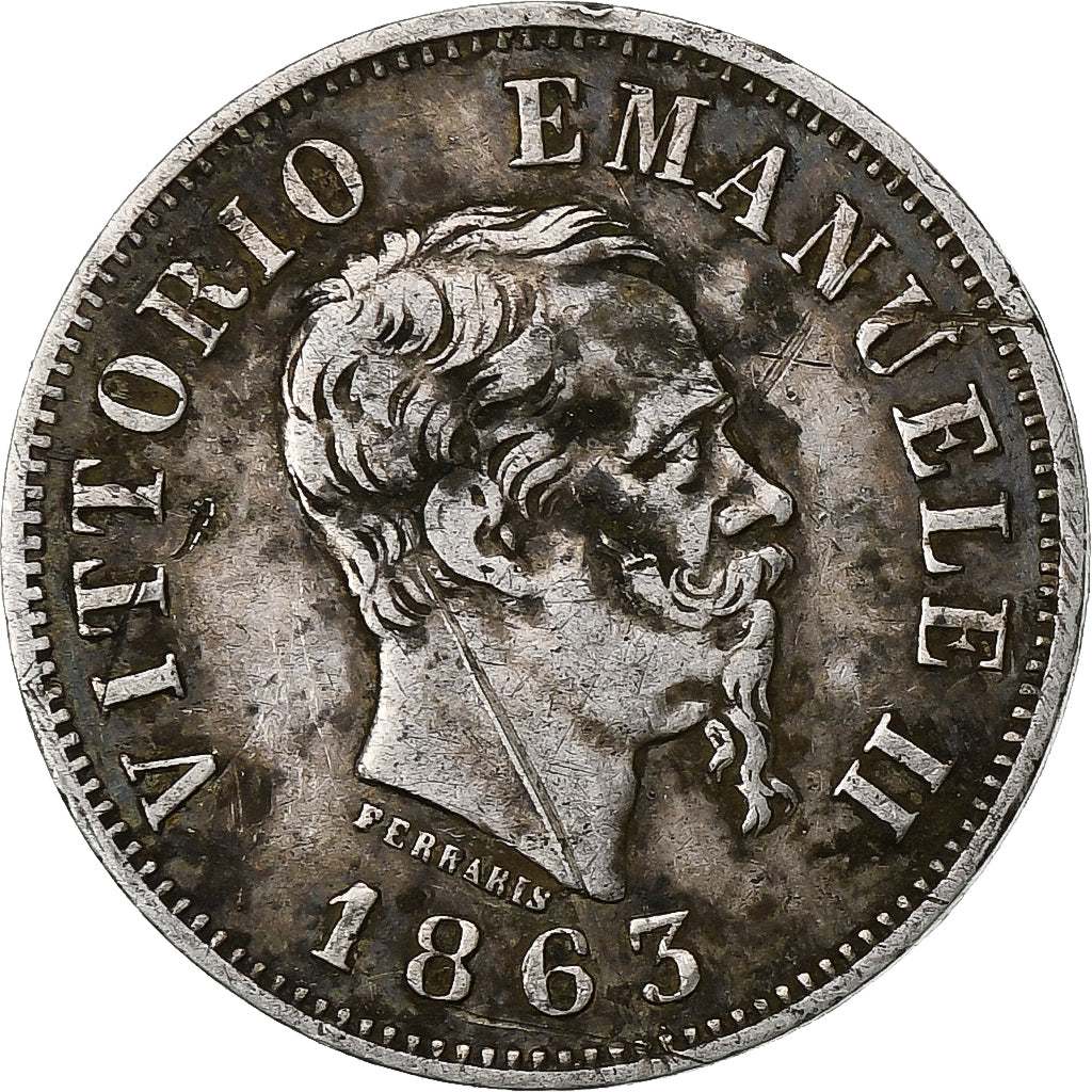 Italy, Vittorio Emanuele II, 50 Centesimi, 1863, Milan, Silver, VF(30-35)