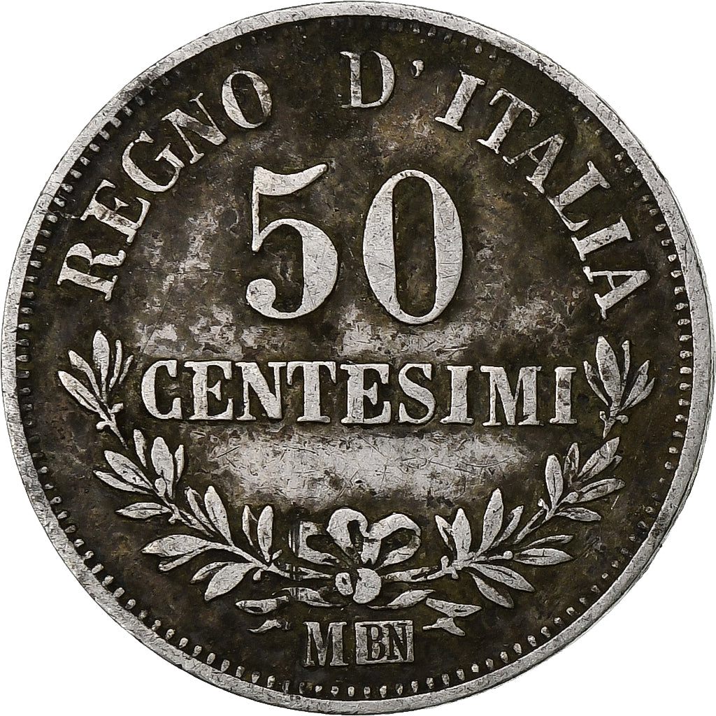 Italy, Vittorio Emanuele II, 50 Centesimi, 1863, Milan, Silver, VF(30-35)