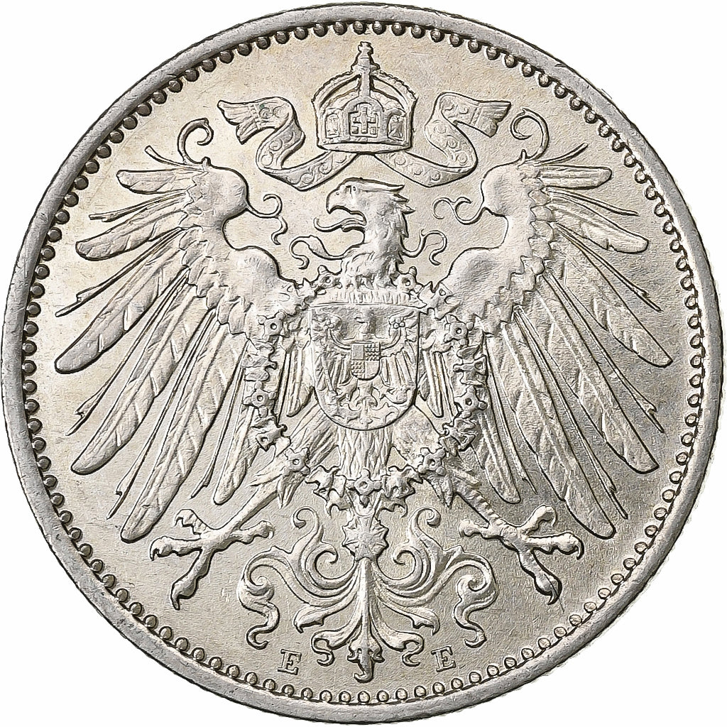 GERMANY - EMPIRE, Wilhelm II, Mark, 1914, Muldenhütten, Silver, MS(63), KM:14