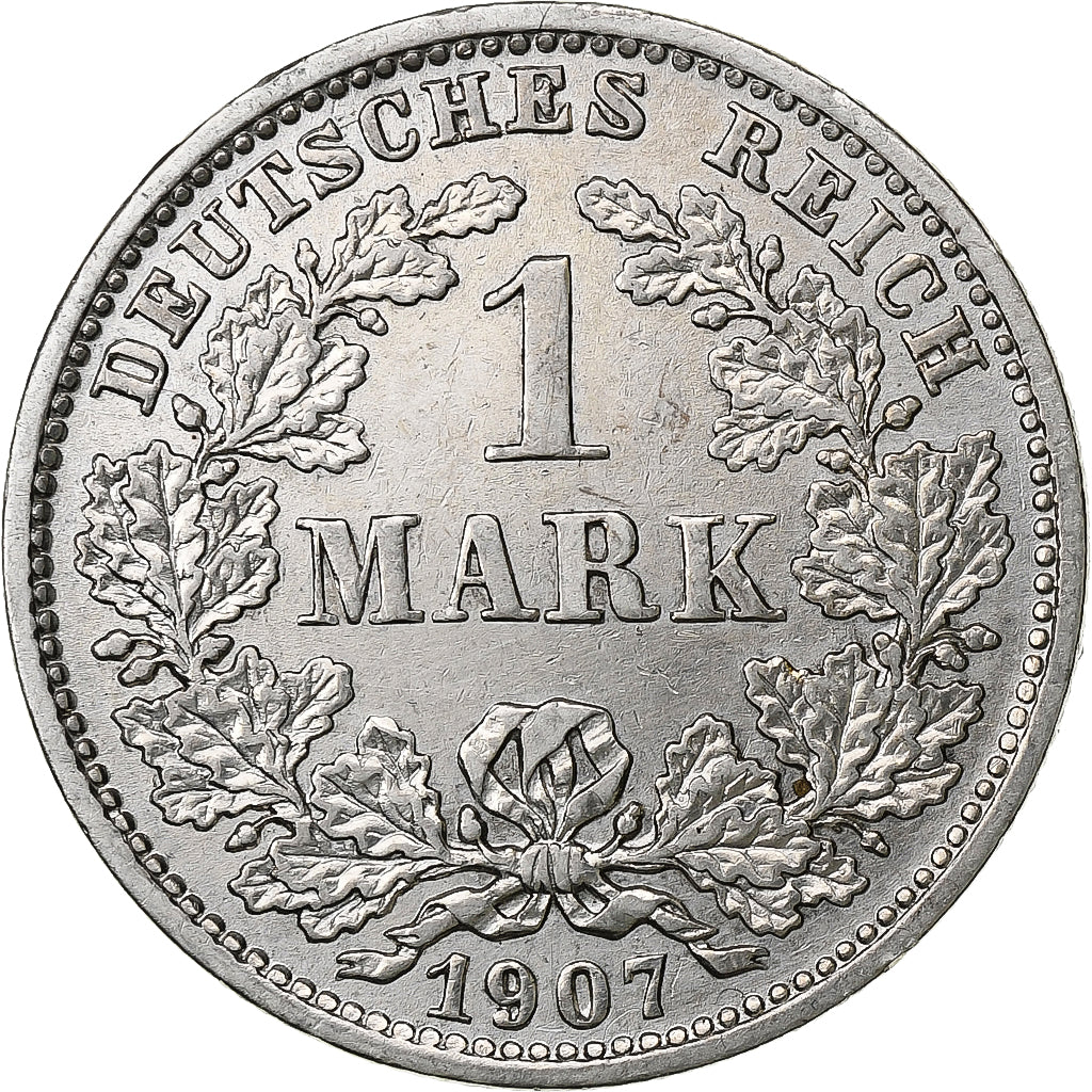 GERMANY - EMPIRE, Wilhelm II, Mark, 1907, Munich, Silver, AU(55-58), KM:14
