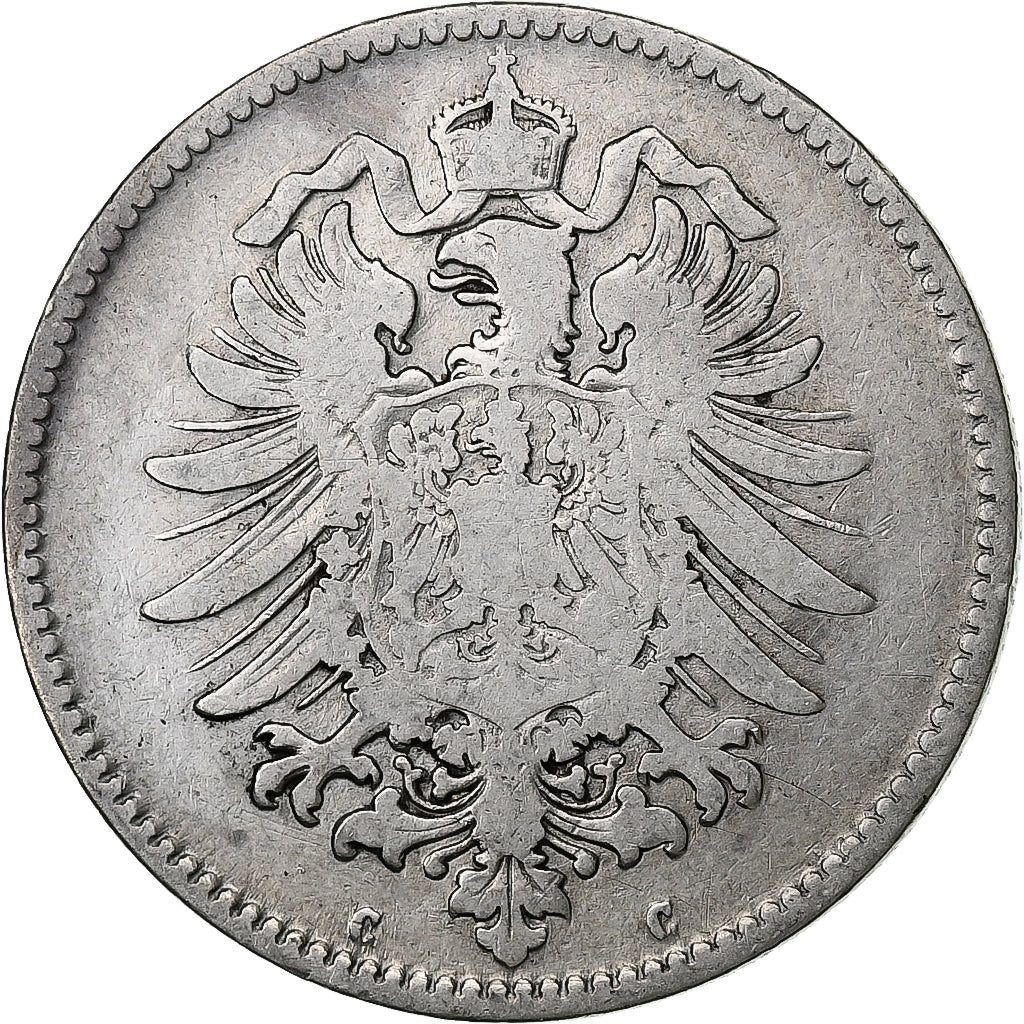 GERMANIA - IMPERO, Wilhelm I, Mark, 1875, Frankfurt, Argento, MB, KM:7