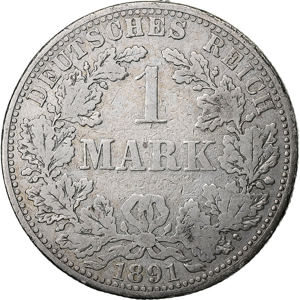 GERMANY - EMPIRE, Wilhelm II, Mark, 1891, Berlin, Silver, VF(20-25), KM:14