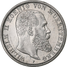 German States, WURTTEMBERG, Wilhelm II, 2 Mark, 1908, Freudenstadt, Silver