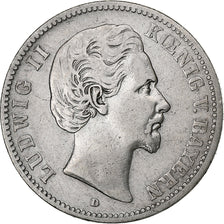 German States, BAVARIA, Ludwig II, 2 Mark, 1876, Munich, Silver, VF(20-25)
