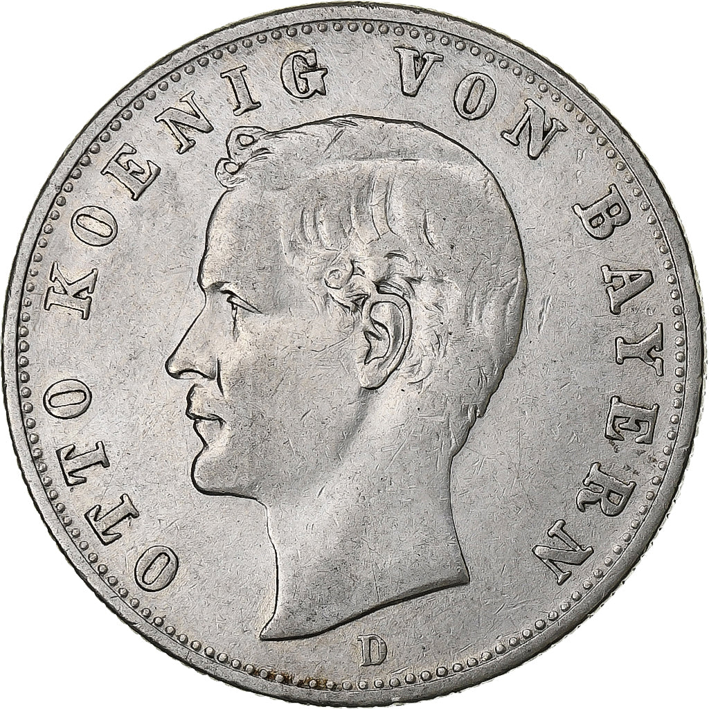 Stati tedeschi, BAVARIA, Otto, 2 Mark, 1907, Munich, Argento, MB+, KM:913