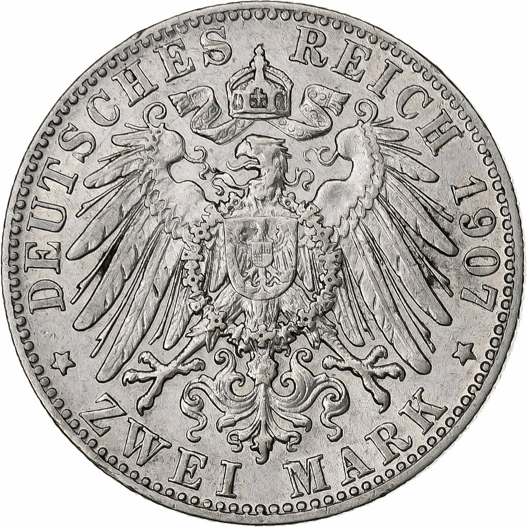 Stati tedeschi, BAVARIA, Otto, 2 Mark, 1907, Munich, Argento, MB+, KM:913