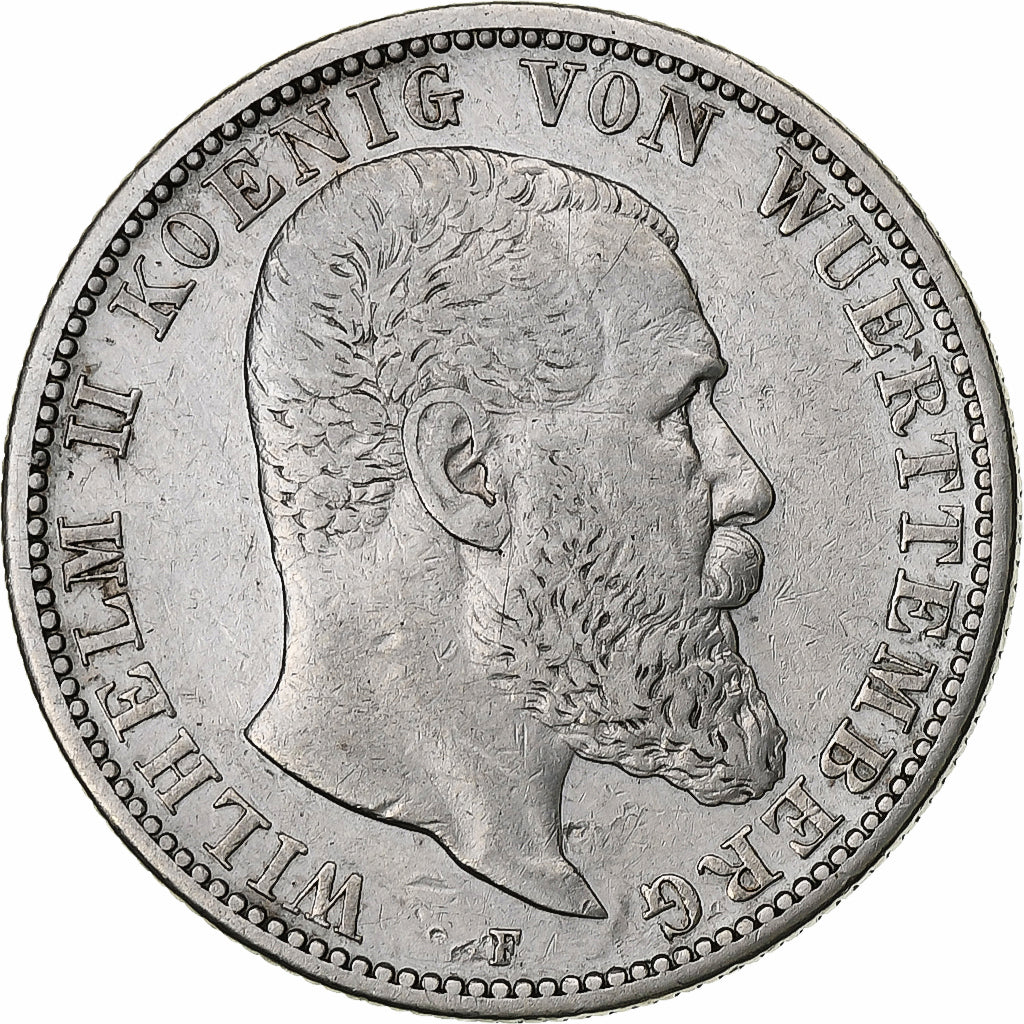 German States, WURTTEMBERG, Wilhelm II, 2 Mark, 1905, Freudenstadt, Silver