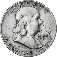 United States, Half Dollar, Franklin Half Dollar, 1957, U.S. Mint, Silver