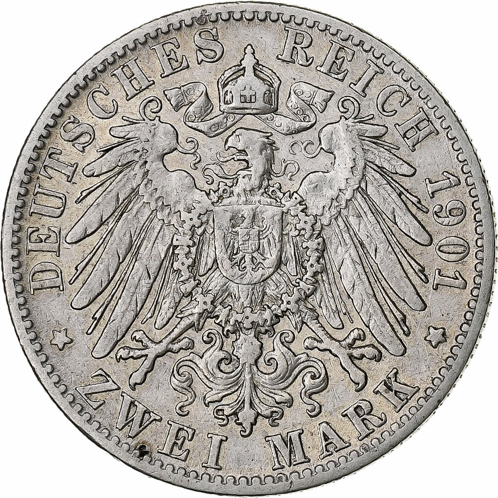 Stati tedeschi, WURTTEMBERG, Wilhelm II, 2 Mark, 1901, Freudenstadt, BB