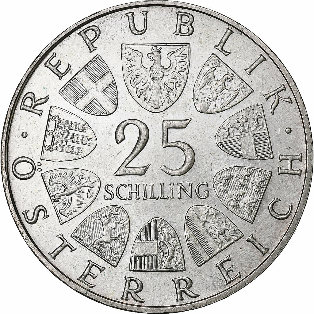 Áustria, 25 Schilling, 1973, Prata, AU(55-58), KM:2915