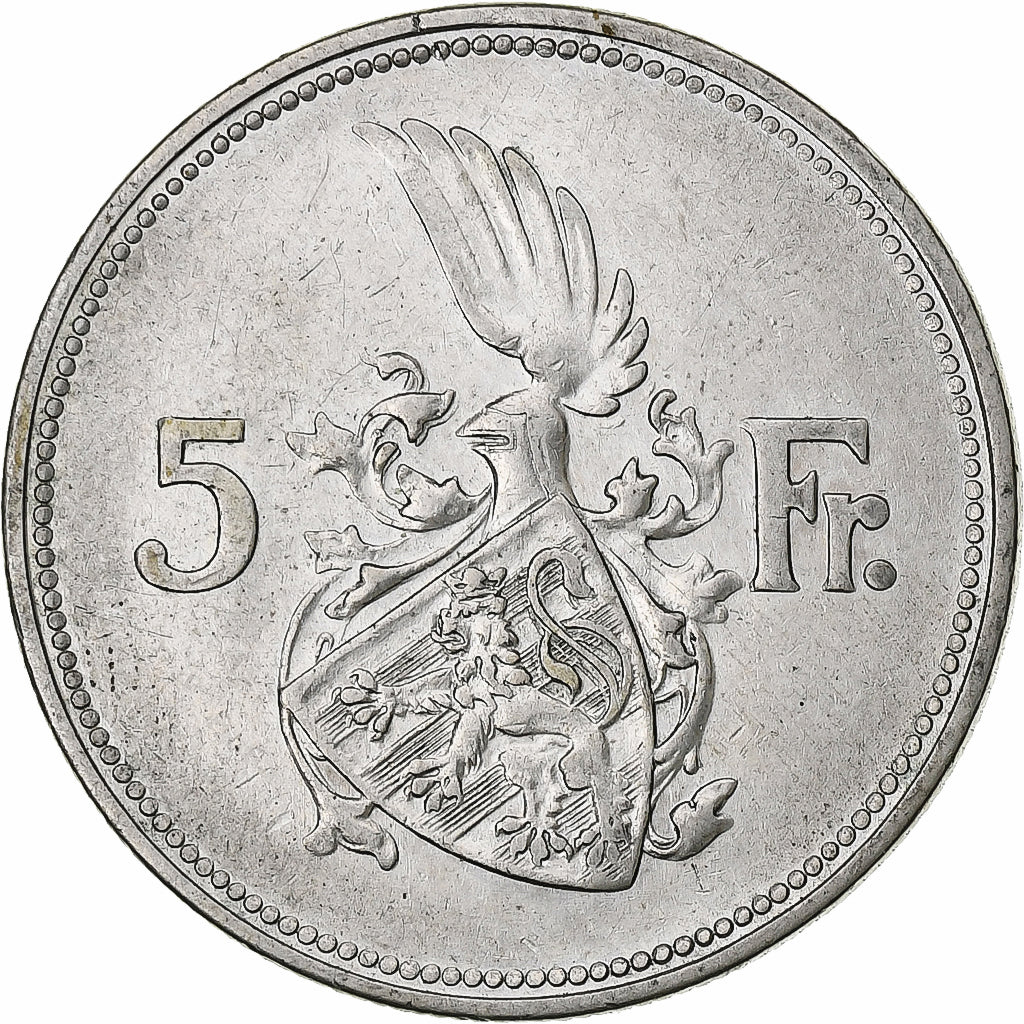 Luxembourg, Charlotte, 5 Francs, 1929, Silver, VF(30-35), KM:38